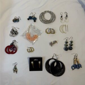 Earrings Lot – 16 Pairs Assorted Styles (Hoops, Dangles, Beaded, Statement)
